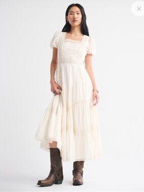 Abercrombie & Fitch Cream Lace Maxi Dress